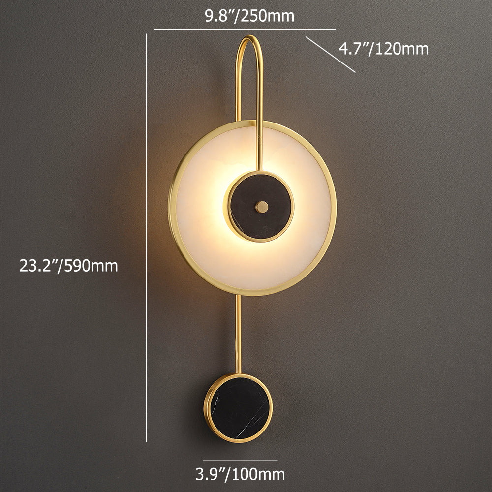 Circular Marble Wall Light LED Armed Sconce in Gold & Black for Living Room Bedroom