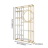 Modern 7-Tier Rectangle Freestanding Geometric Bookshelf in Gold & White-Bookcases & Bookshelves,Furniture,Office Furniture