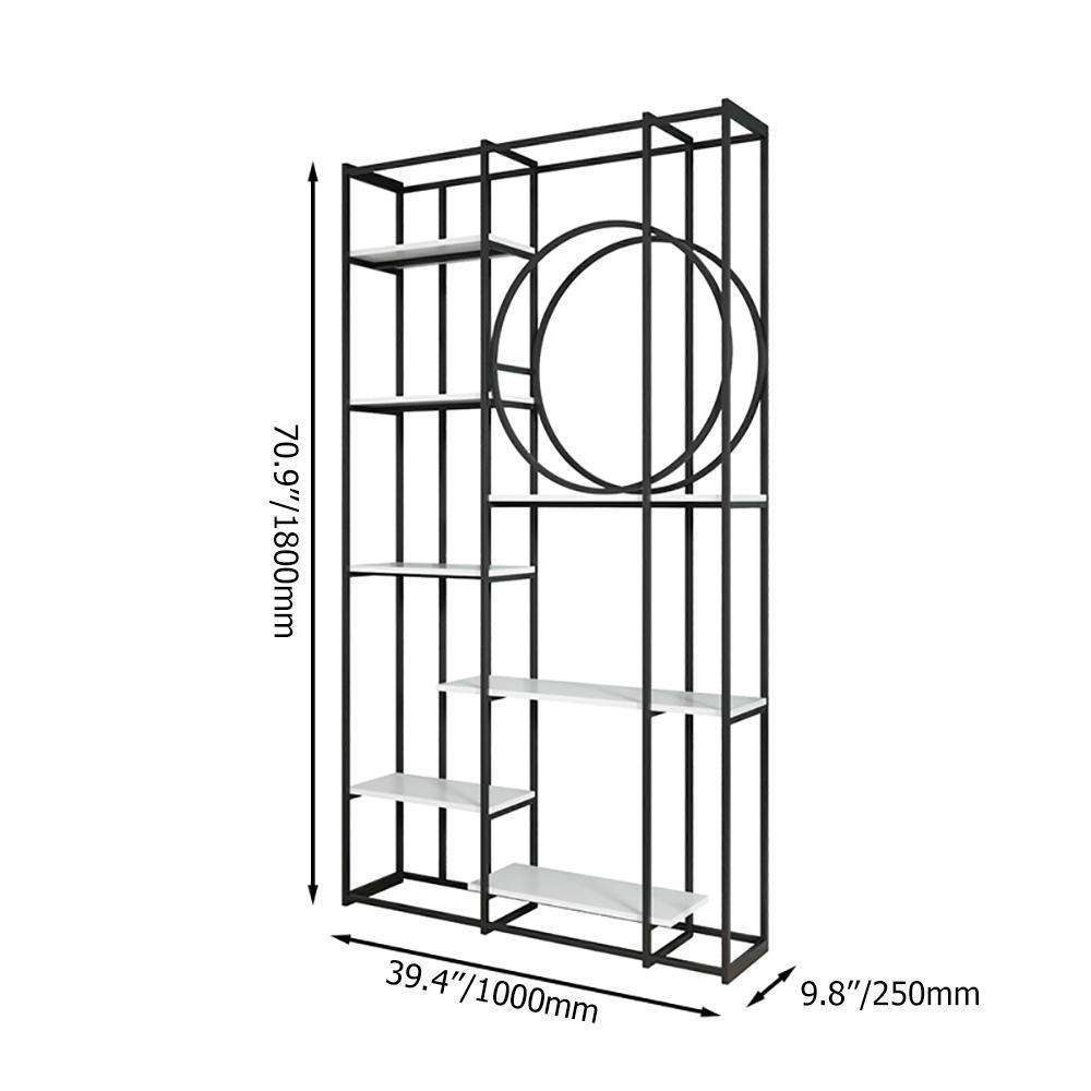 Modern 7-Tier Rectangle Freestanding Geometric Bookshelf in Gold & White-Bookcases & Bookshelves,Furniture,Office Furniture