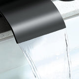 Deck Mount Widespread Waterfall 2 Crystal Handle Bathroom Sink Faucet in Brushed Gold