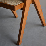 Walnut Contemporary Rattan Upholstered Dining Chair with Solid Wood Base