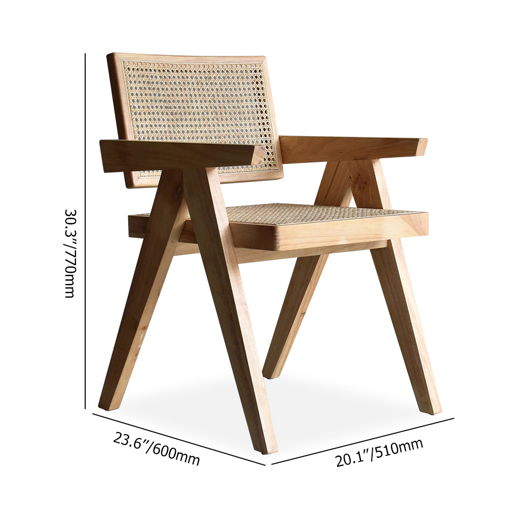Walnut Contemporary Rattan Upholstered Dining Chair with Solid Wood Base