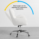 Modern Office Chair Upholstered Cotton & Linen Swivel Task Chair Height Adjustable