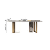79" Contemporary Rectangle Stone & Stainless Steel Dining Table