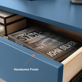 Blue Bedroom Nightstand with Drawer Bedside Table Metal Base