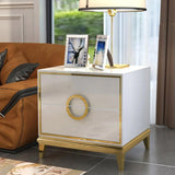 Gold Nightstand Black Bedroom Nightstand with 2 Drawers Square Bedside Table