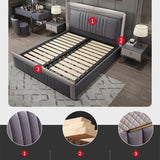 Modern Upholstered Cal King Bed Platform Bed Frame  with Wingback Headboard