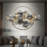 Modern Light Luxury Hollowed Leaves Metal Wall Decor in Blue