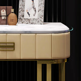 Faux Marble Tabletop Dressing Makeup Table with Drawers Metal Base in Gold