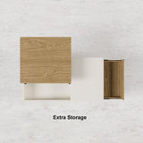 White & Natural Wooden Rectangular Multifunctional Coffee Table with Drawer Lift-Top Storage Table