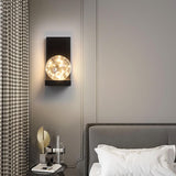 Modern Black LED Flush Mount Wall Sconce with Glass Globe Shade