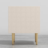 Modern 2 Drawers PU Leather Bedside Table Nightstand with Gold Metal Legs