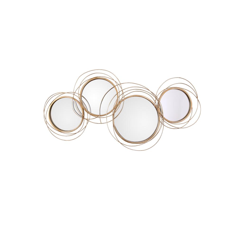 Light Luxury Creative 3D 4 Rings Round Gold Metal Wall Mirror