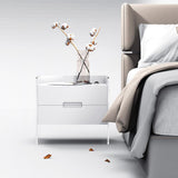 Modern Floating White Nightstand Acrylic Bedside Table with 2 Drawers