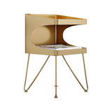 Nordic Gold Metal Nightstand with 2 Shelves and Handle Bedside Table
