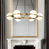 Modern 6-Light Globe Chandelier in Round Brass Frame
