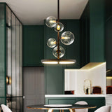 Black Glass Globe 5-Light Chandelier Modern for Living Room and Dining Room
