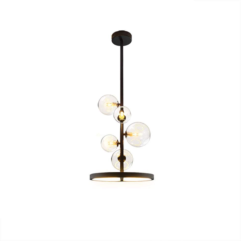 Black Glass Globe 5-Light Chandelier Modern for Living Room and Dining Room