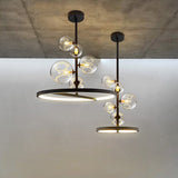 Black Glass Globe 5-Light Chandelier Modern for Living Room and Dining Room