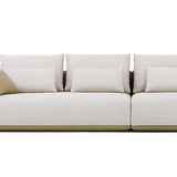 Modern Off-White 4-Seater Sofa PU Leather Upholstered with Side Table-Furniture,Living Room Furniture,Sofas & Loveseats