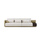 Modern Off-White 4-Seater Sofa PU Leather Upholstered with Side Table-Furniture,Living Room Furniture,Sofas & Loveseats