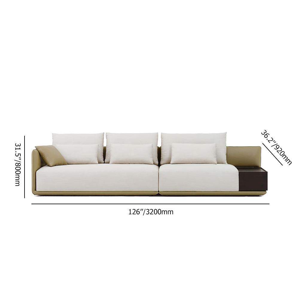 Modern Off-White 4-Seater Sofa PU Leather Upholstered with Side Table-Furniture,Living Room Furniture,Sofas & Loveseats