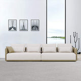 Modern Off-White 4-Seater Sofa PU Leather Upholstered with Side Table-Furniture,Living Room Furniture,Sofas & Loveseats