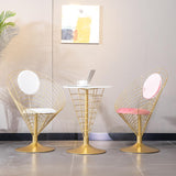 White Metal Dining Chair Velvet Upholstered Balloon Chair