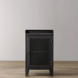 Industrial Nightstand with Door 2-Tier Bedside Table Metal Frame Nightstand Rustic Black