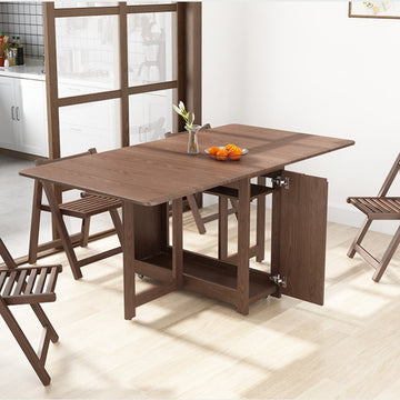55",67" Rustic Solid Wood Rectangle Extendable Folding Dining Table Set with Storage In Walnut,Natural,White
