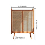 31.5" Farmhouse Walnut Rattan Shoe Cabinet 2-Door 4-Shelf Shoe Organizer