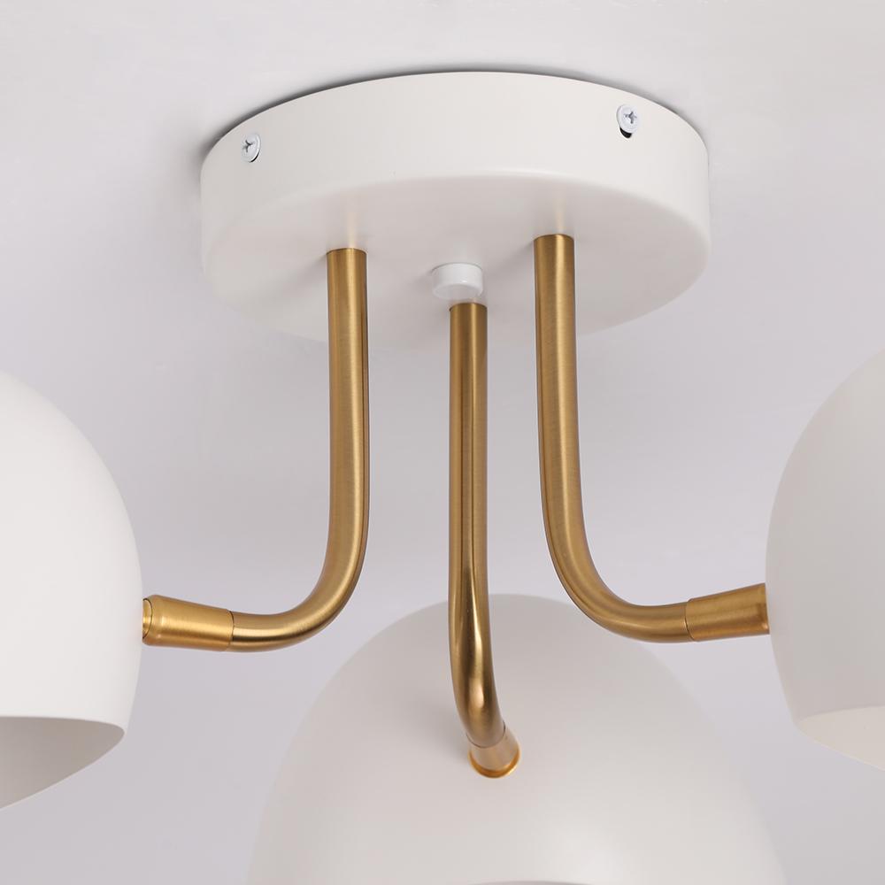 Modern 3-Light Geometric Semi Flush Mount Light Ceiling Lamp Fixture with White Shade