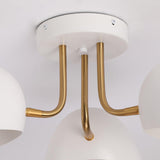 Modern 3-Light Geometric Semi Flush Mount Light Ceiling Lamp Fixture with White Shade