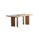 Rustic 63" Solid Wood Dining Table Walnut Wooden Tabletop for 6 Person