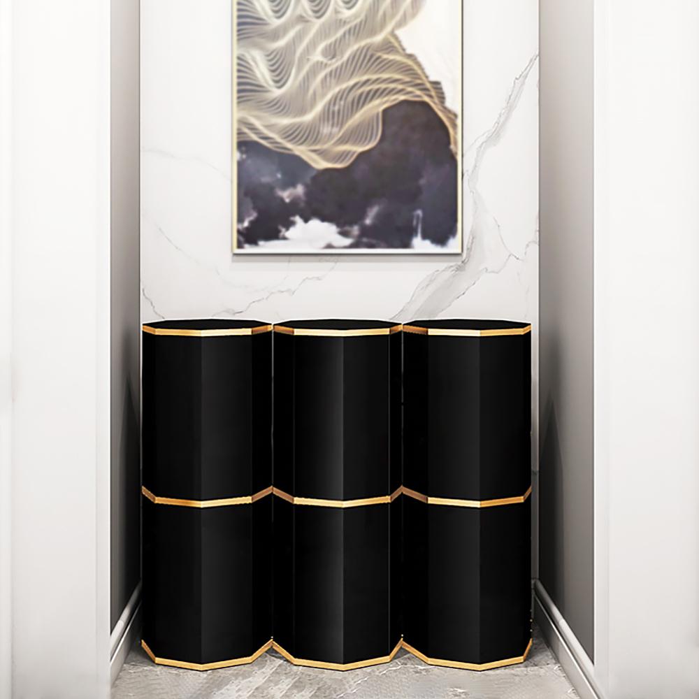 Black Round Swivel Tall And Narrow Shoes Storage Cabinet with 3 Doors 18 Pairs