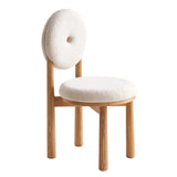 Modern White Boucle Dining Chair Side Chair Natural Wood Legs