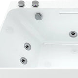 60" Modern Acrylic Rectangular Whirlpool Water Massage Bathtub in Chromatherapy LED