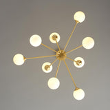 Modern Brass Sputnik Chandelier 9-Light with Glass Shade for Living Room