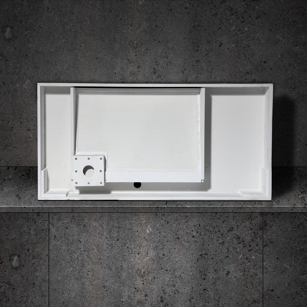 40" Wall-Hung Stone Resin Rectangle Bathroom Ramped Sink in Matte White