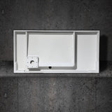 40" Wall-Hung Stone Resin Rectangle Bathroom Ramped Sink in Matte White