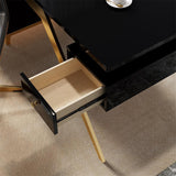 55" Ultra Modern White and Gold Computer Writing Desk with Storage & Drawer