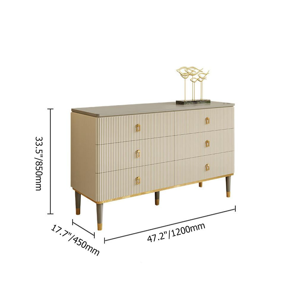 Modern Chest of 6 Drawers Buffet Cabinet with Storage Beige & Gray Sideboard