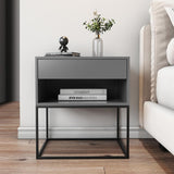 Blue Bedroom Nightstand with Drawer Bedside Table Metal Base