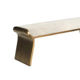 Beige Modern Stainless Steel Bench Leath-Aire Upholstered Ottoman