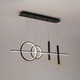 Geometric Dimmable Kitchen Island Light Metal Pendant Light in Black