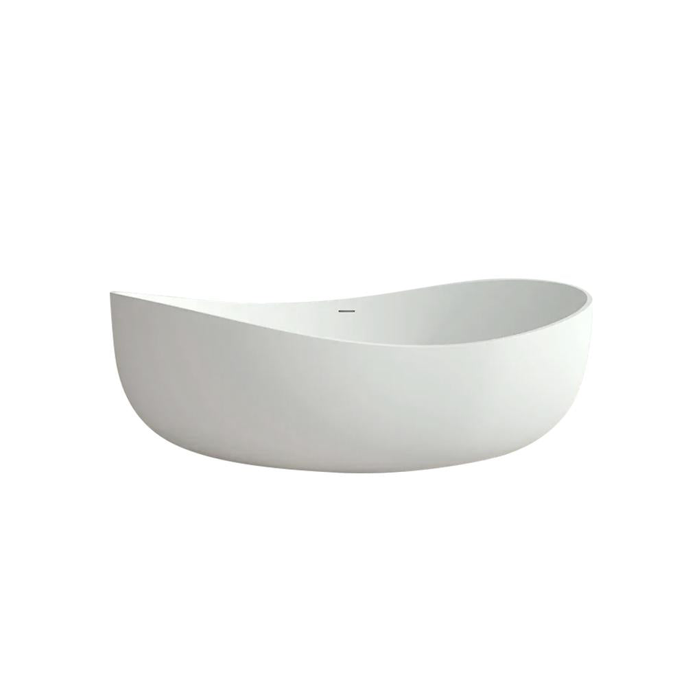 70" Contemporary Oval Freestanding Stone Resin Soaking Bathtub in Black