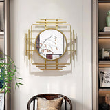 Miroir mural en métal géométrique en or 3D de luxe Miroir mural en métal chevauchant la décoration intérieure