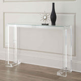 47.2_ Crystal Clear Acrylic Rectangular Console Table with Glass Top