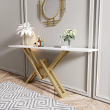 Black & Gold Narrow Console Table Accent Table For Entryway X Base Metal in Small