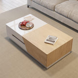 Pinkle 82'' Modern Wood Extendable Sliding Top Coffee Table with Storage in White Walnut